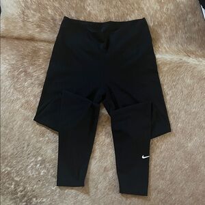 Nike Women's Black Leggings with White Swoosh